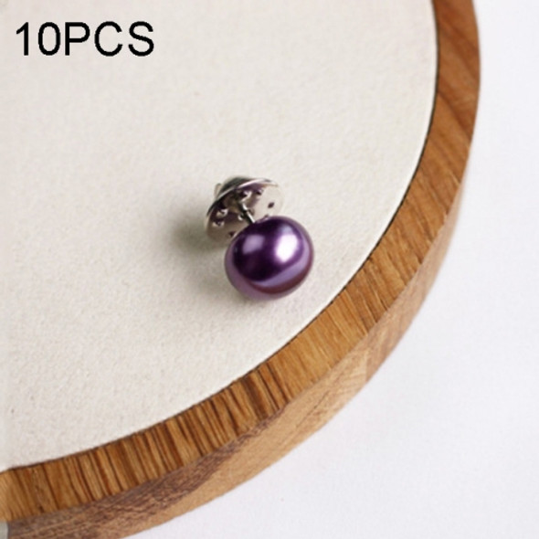 10 PCS Versatile Pearl Stud Buckle Anti-light Collar Buttonigan Shawl Pin Needle Diy Scarf Collar Pin Brooch Pin(Purple)