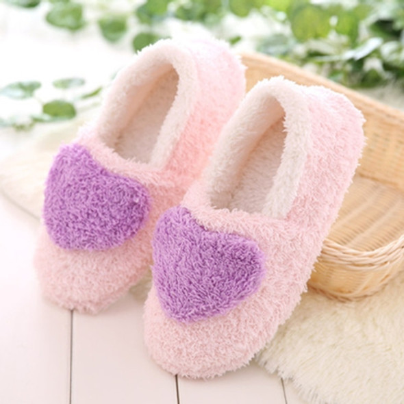 Women Love Pattern Home Cotton Shoes, Shoe Size:40-41(Purple)