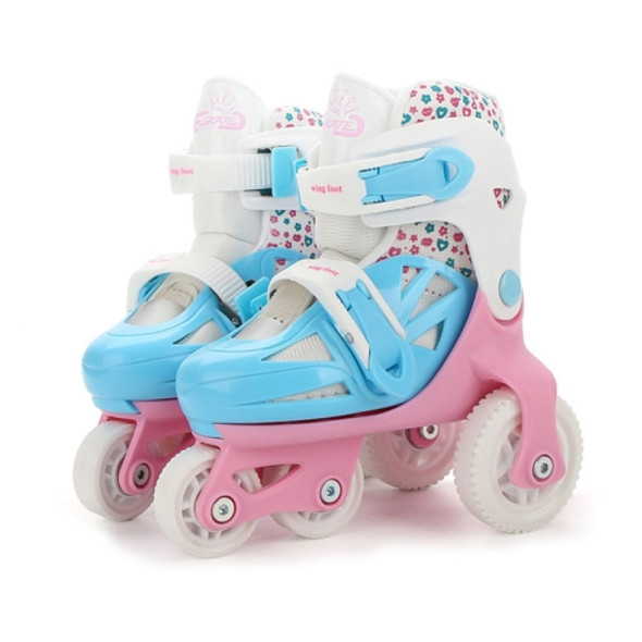 Adjustable Children Four-wheel Roller Skates Skating Shoes, Size : XS (Pink)