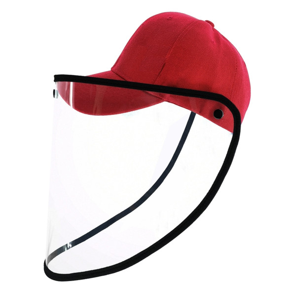 50 PCS Anti-Saliva Splash Anti-Spitting Anti-Fog Anti-Oil Protective Baseball Cap Mask Removable Face Shield(Red)