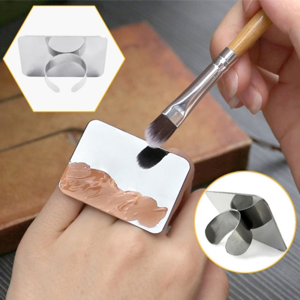 10 PCS Salon Manicure Finger Ring Color Palette Make Up Cream Foundation Mixing Palette Cosmetic Make up Tool Stainless Steel Plate