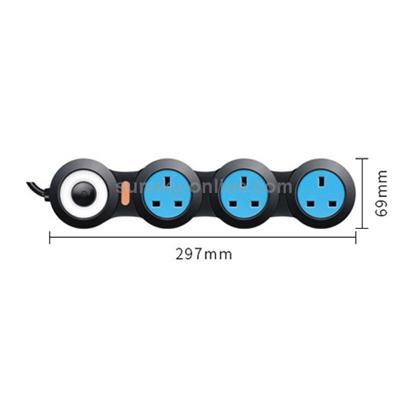 Charging Plug-in Wiring Board Creative Rotary Towline Board 13A Deformed Socket, UK Plug, 3-Bit Socket(Black)