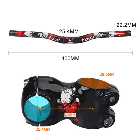 TOSEEK Carbon Fiber Children Balance Bike Bent Handlebar, Size: 400mm (Red)