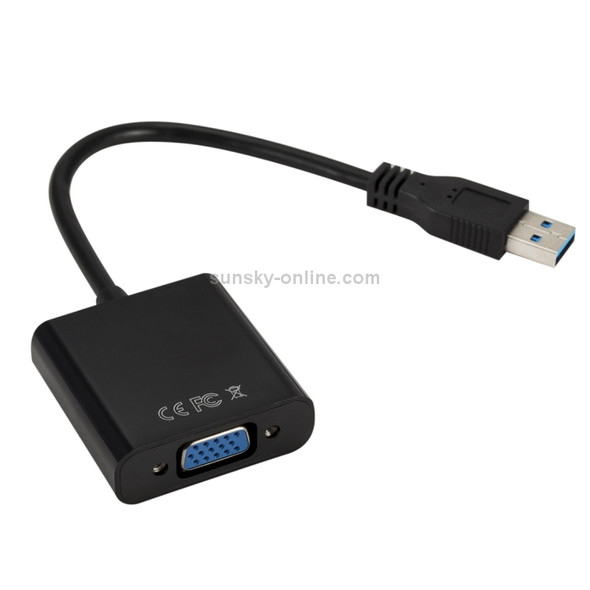 External Graphics Card Converter Cable USB3.0 to VGA, Resolution: 1080P(Black)