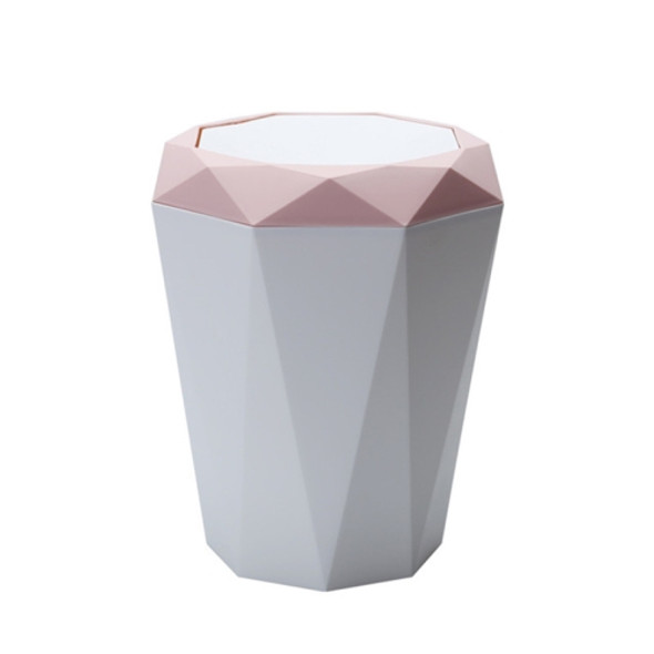 Living Room Desktop Mini Trash Can Diamond Shake Lid Trash Can, Size:M 24.6x21.6cm(Pink)