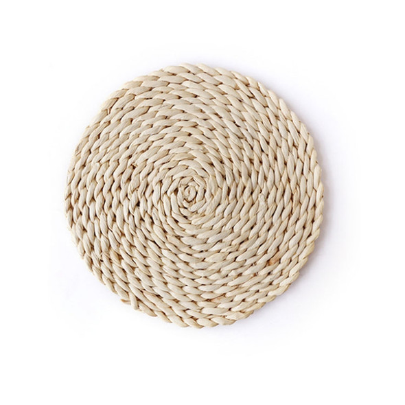 2 PCS Non-slip Natural Corn Woven Thickening Insulated Tea Mat Table Heat-resistant Casserole Mat Round Placemat 22cm