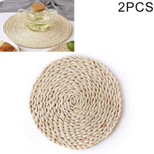 2 PCS Non-slip Natural Corn Woven Thickening Insulated Tea Mat Table Heat-resistant Casserole Mat Round Coaster 10cm