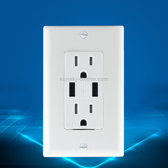 PC Double-connection Power Socket Switch with USB, US Plug, Square White UL 15A Double Plug