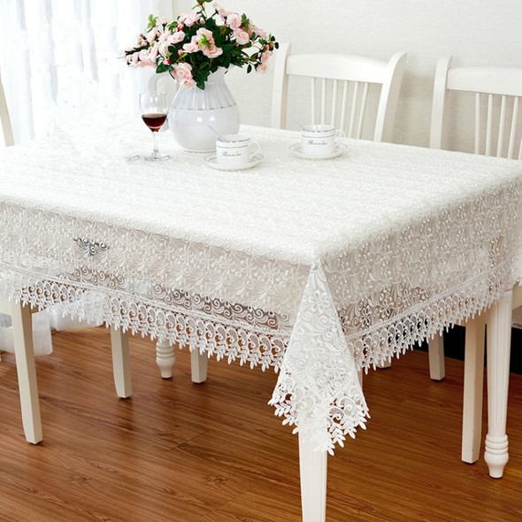 Lace Table Cloth Wedding Decor Translucent Table Cover, Size:150x150cm(White)