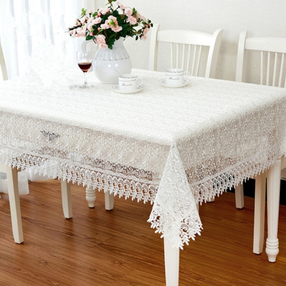 Lace Table Cloth Wedding Decor Translucent Table Cover, Size:150x150cm(White)