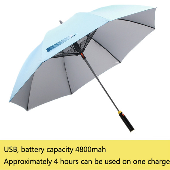 GRC-008 USB Titanium Silver Plastic Fan Umbrella UV Protection Vinyl Sunshade Umbrella, Battery Capacity： 4800mAh (Light Blue)