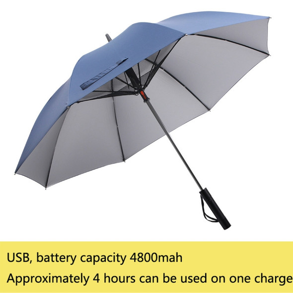 GRC-008 USB Titanium Silver Plastic Fan Umbrella UV Protection Vinyl Sunshade Umbrella, Battery Capacity： 4800mAh (Dark Blue)