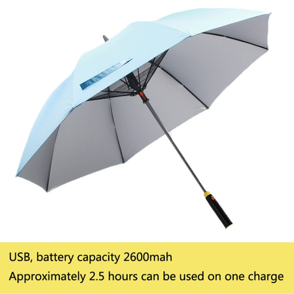 GRC-008 USB Titanium Silver Plastic Fan Umbrella UV Protection Vinyl Sunshade Umbrella, Battery Capacity： 2600mAh Light Blue