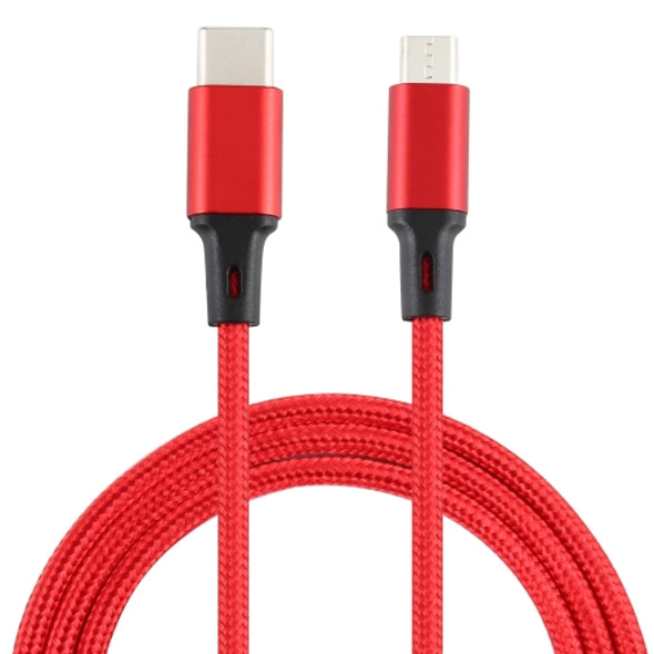 2A USB to Micro USB Braided Data Cable, Cable Length: 1m (Red)