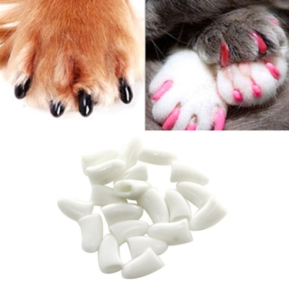 20 PCS Silicone Soft Cat Nail Caps / Cat Paw Claw / Pet Nail Protector/Cat Nail Cover, Size:S(White)