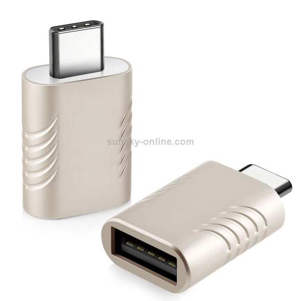 2 PCS SBT-148 USB-C / Type-C Male to USB 3.0 Female Zinc Alloy Adapter (Champagne Gold)