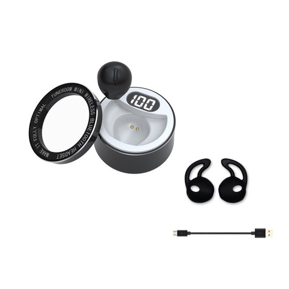Pro-X6r Mini Wireless Sports Bluetooth Earphone with Metal Charging Case(Black)