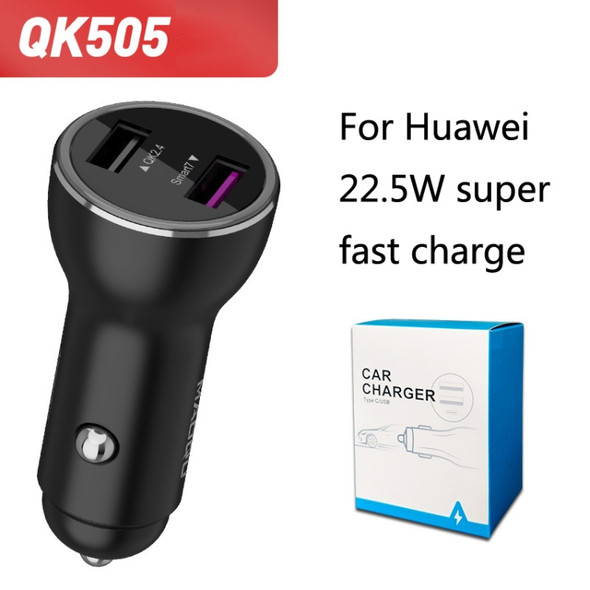 QIAKEY QK505 Dual Ports Fast Charge Car Charger(Black)