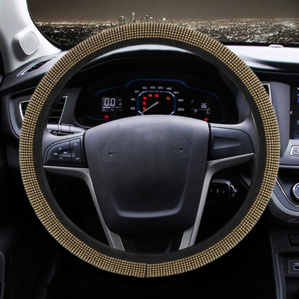 Universal Car Leather + Diamond Steering Wheel Cover, Diameter: 38cm (Yellow)