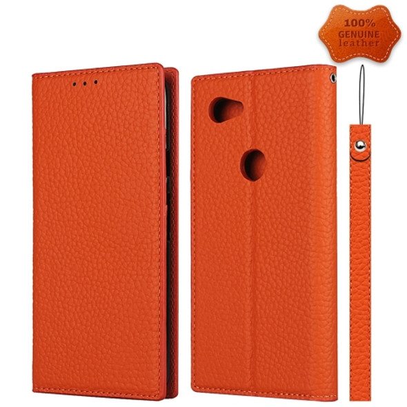 For Google Pixel 3A Litchi Texture Lanyard Leather Phone Case(Orange)