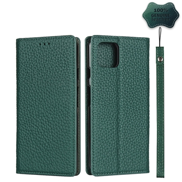 For Google Pixel 4 XL Litchi Texture Lanyard Leather Phone Case(Dark Green)