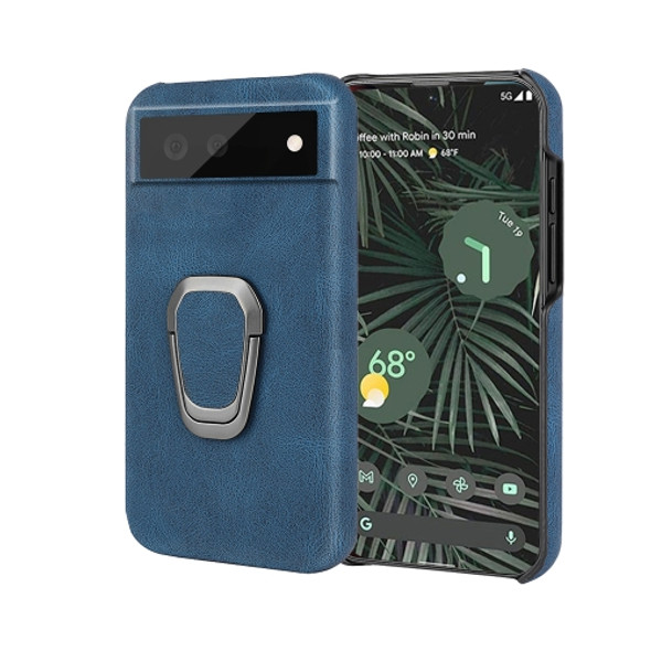 For Google Pixel 6 Pro Ring Holder PU Phone Case(Blue)
