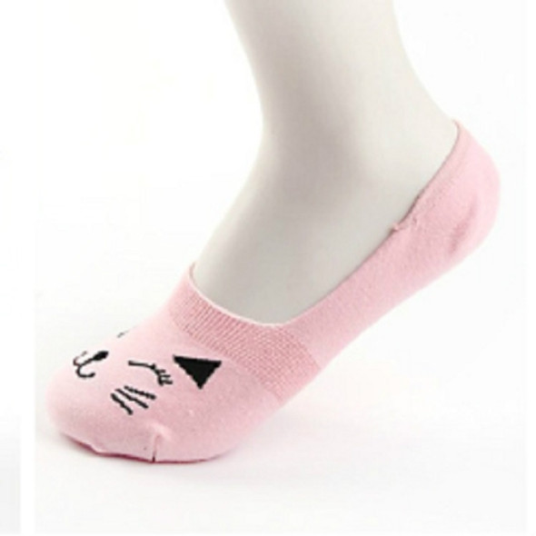 2 PCS Cartoon Cat Cotton Invisible Socks Shallow Mouth Silicone Sailboat Socks, Size:One Size(Pink)