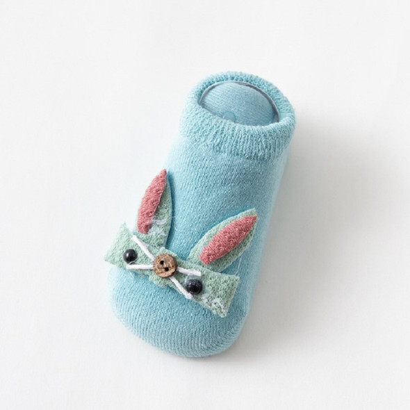 Autumn and Winter Terry Thick Three-dimensional Rabbit Anti-skid Cotton Socks Baby Floor Socks, Size:S(Blue)