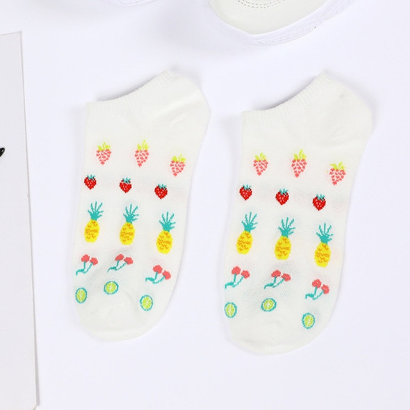 Breathable and Sweat-absorbent Silicone Anti-skid Boat Socks Fruit and Vegetable Cute Socks, Size:36-44(White)