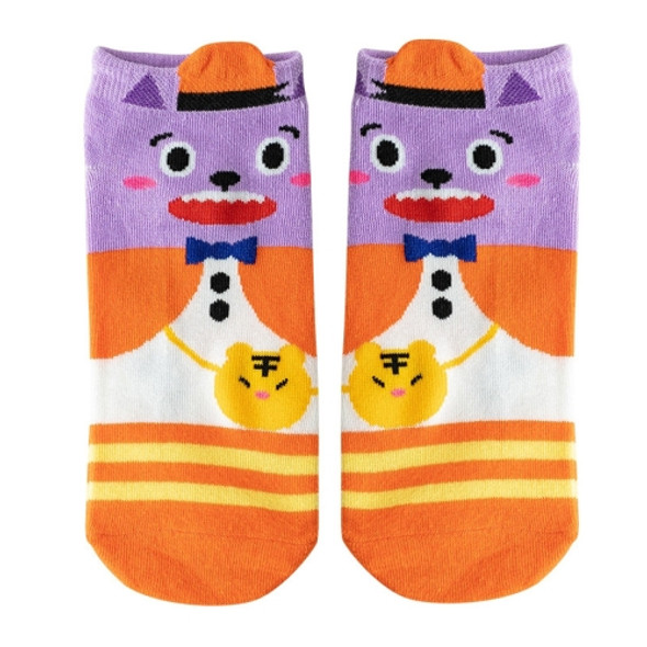 Cute Low Cut Shallow Mouth Cute Animal Pattern Thin Girl Sailboat Socks(Orange)