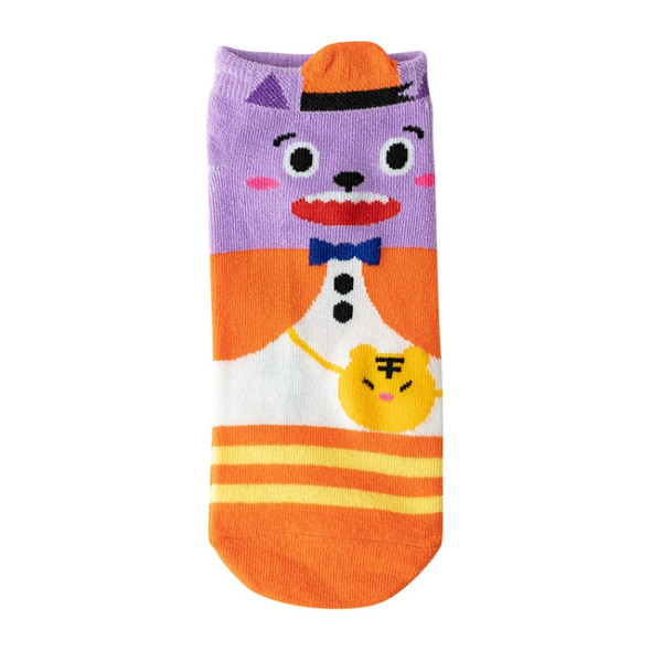 Cute Low Cut Shallow Mouth Cute Animal Pattern Thin Girl Sailboat Socks(Orange)