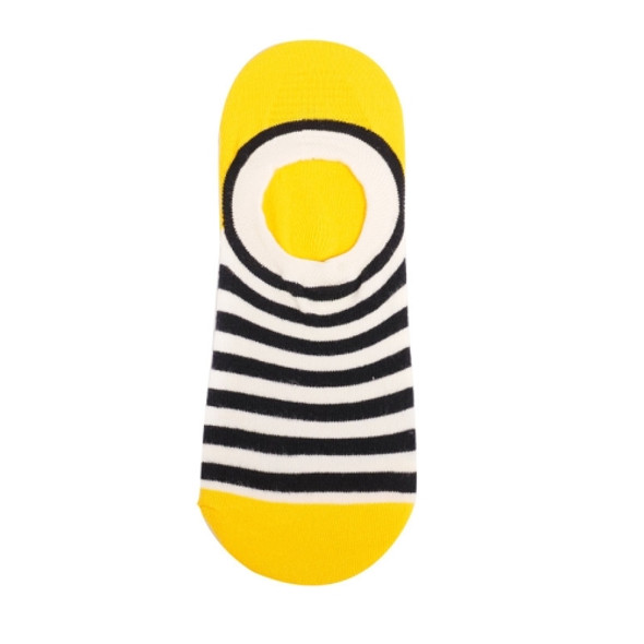 Summer Cotton Thin Section Low-Top Silicone Non-Slip Invisible Sailboat Socks(Thick Yellow Stripes)