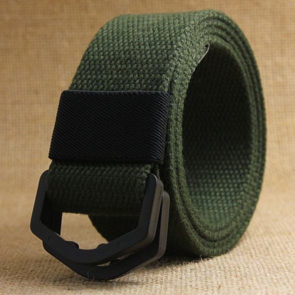 Plastic D Shape Double Ring Buckle Candy-colored Canvas Belt, Belt Length:120cm(Army Green)