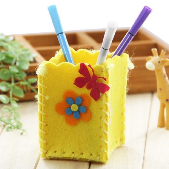 3 PCS Children Handmade Non-woven Fabric 3D Pen Container DIY Toy Baby Creative Toys(Square Yellow)