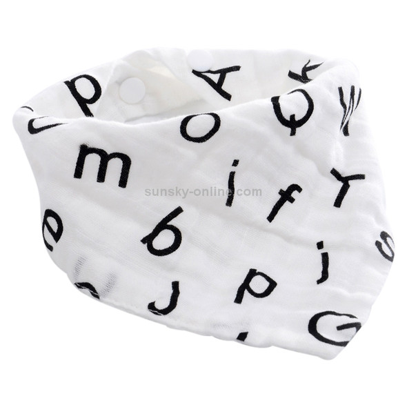 Cotton Multi-layer Printed Double Snap Triangle Scarf Bib Children Saliva Towel(Letter)