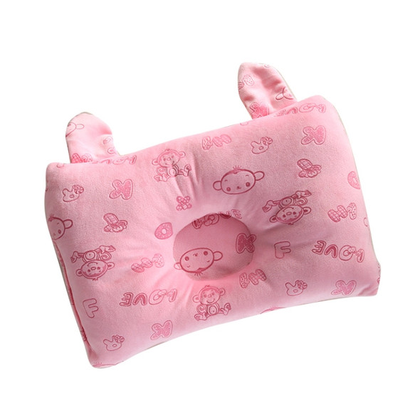 Rabbit Ear Shape Square Baby Pillow Baby Anti-head Pillow  Newborn Multifunctional Pillow(Pink)