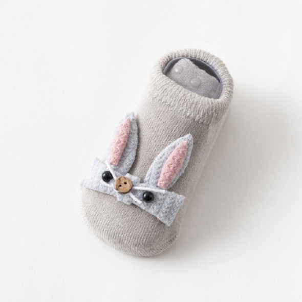 Autumn and Winter Terry Thick Three-dimensional Rabbit Anti-skid Cotton Socks Baby Floor Socks, Size:S(Gray)