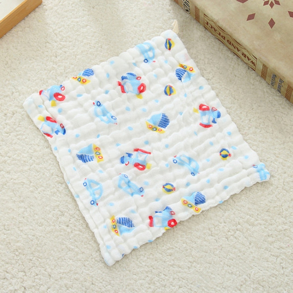 2 PCS Cotton 6-layer Gauze Saliva Towel Seersucker Small Square Scarf(Small Train)