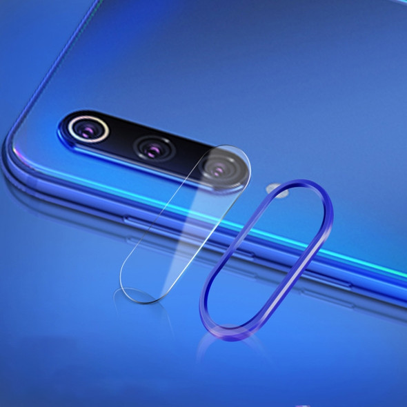 Scratchproof Mobile Phone Metal Rear Camera Lens Ring + Rear Camera Lens Tempered Protective Film Set for Xiaomi Mi 9 (Blue)