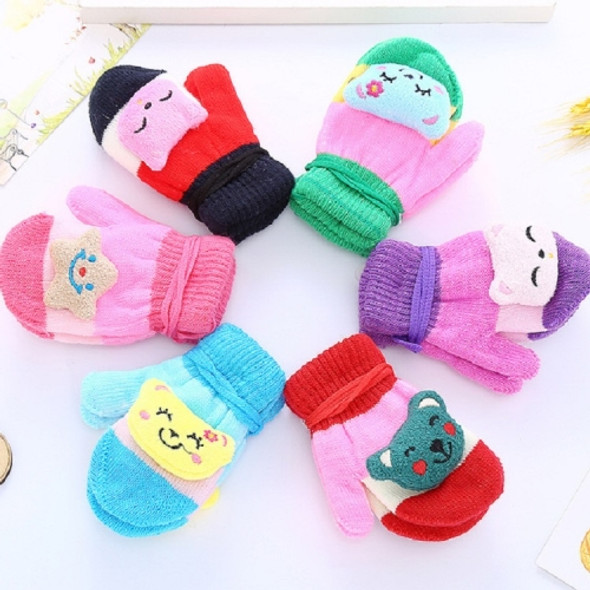 Winter Baby Knit Warm Bag Finger Gloves Children Gloves, Color Random Delivery, Suitable Age:0-3 Years Old(Three-dimensional Bear)