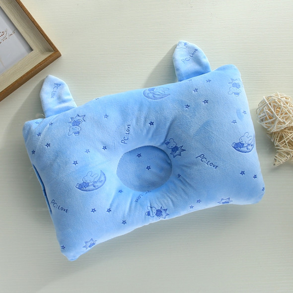 Rabbit Ear Shape Square Baby Pillow Baby Anti-head Pillow  Newborn Multifunctional Pillow(Blue)