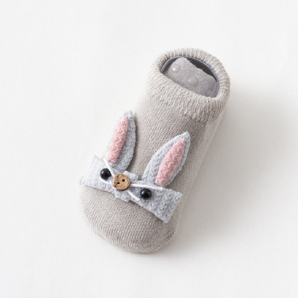 Autumn and Winter Terry Thick Three-dimensional Rabbit Anti-skid Cotton Socks Baby Floor Socks, Size:L(Gray)