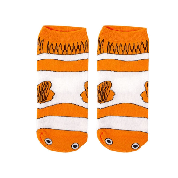 Harajuku Style Cartoon Illustration Personality Creative Couple Short Tube Cotton Socks(Orange)