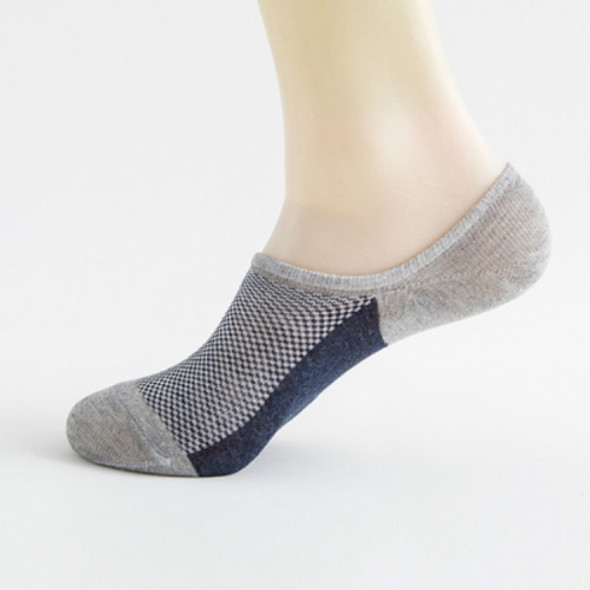 3 Pairs Mesh Breathable Invisible Deodorant Sweat Socks, Size:One Size(Light Grey + Blue)