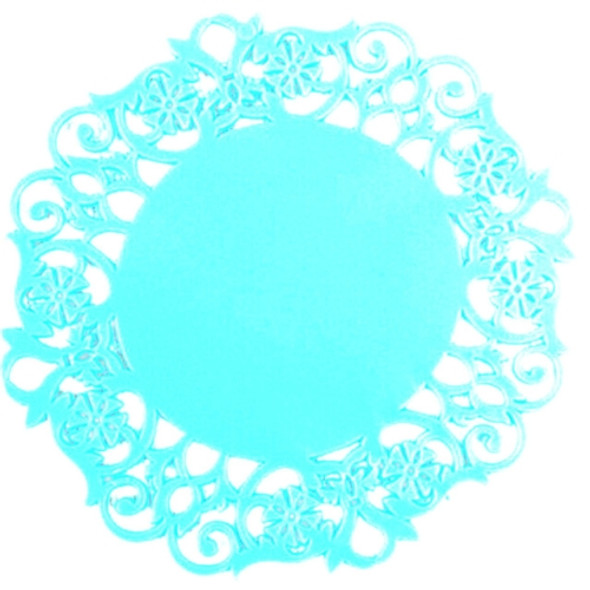30 PCS Lace Flower Hot Coaster Silicone Cup Pad Slip Insulation Pad Cup Mat Pad Hot Drink Holder(Blue )