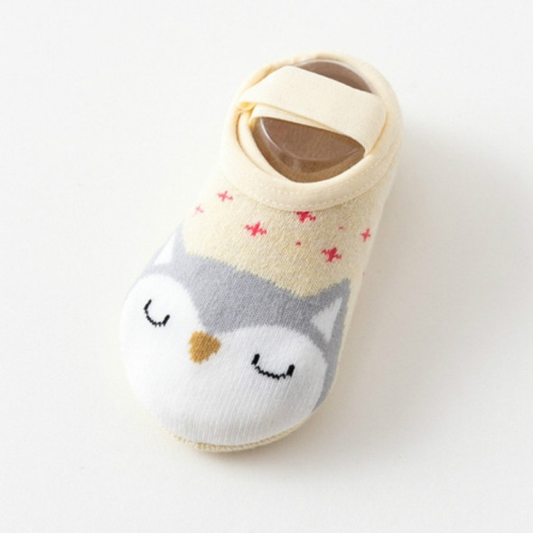 Baby Socks Newborn Cartoon Terry Cotton Children Autumn Winter Non-slip Socks, Size:S(Beige Owl)