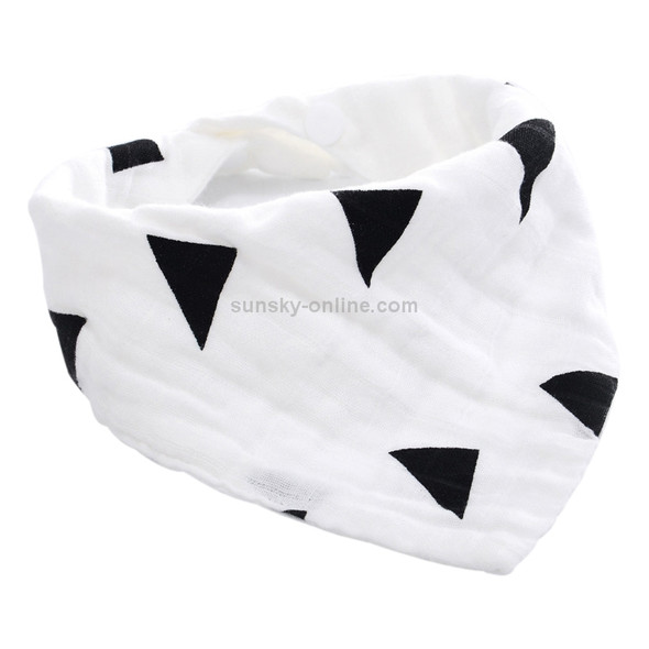 Cotton Multi-layer Printed Double Snap Triangle Scarf Bib Children Saliva Towel(Black Triangle)