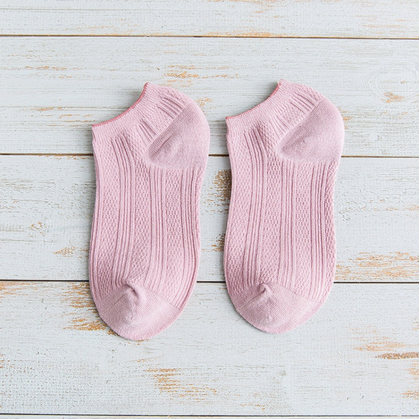 Spring And Summer Cotton Draw Twist Twist Shallow Mouth Socks Deodorant Sweat-Absorbent Ladies Boat Socks(Pink)