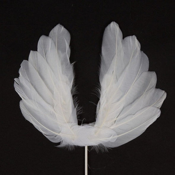 2 PCS Party Cake Decoration Wings Decoration Feather Wings Card(White)