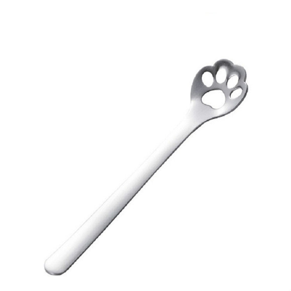 Stainless Steel Creative Cat Claw Coffee Spoon Dessert Cake Spoon, Style:Hollow Cat Claw Spoon, Color:Silver